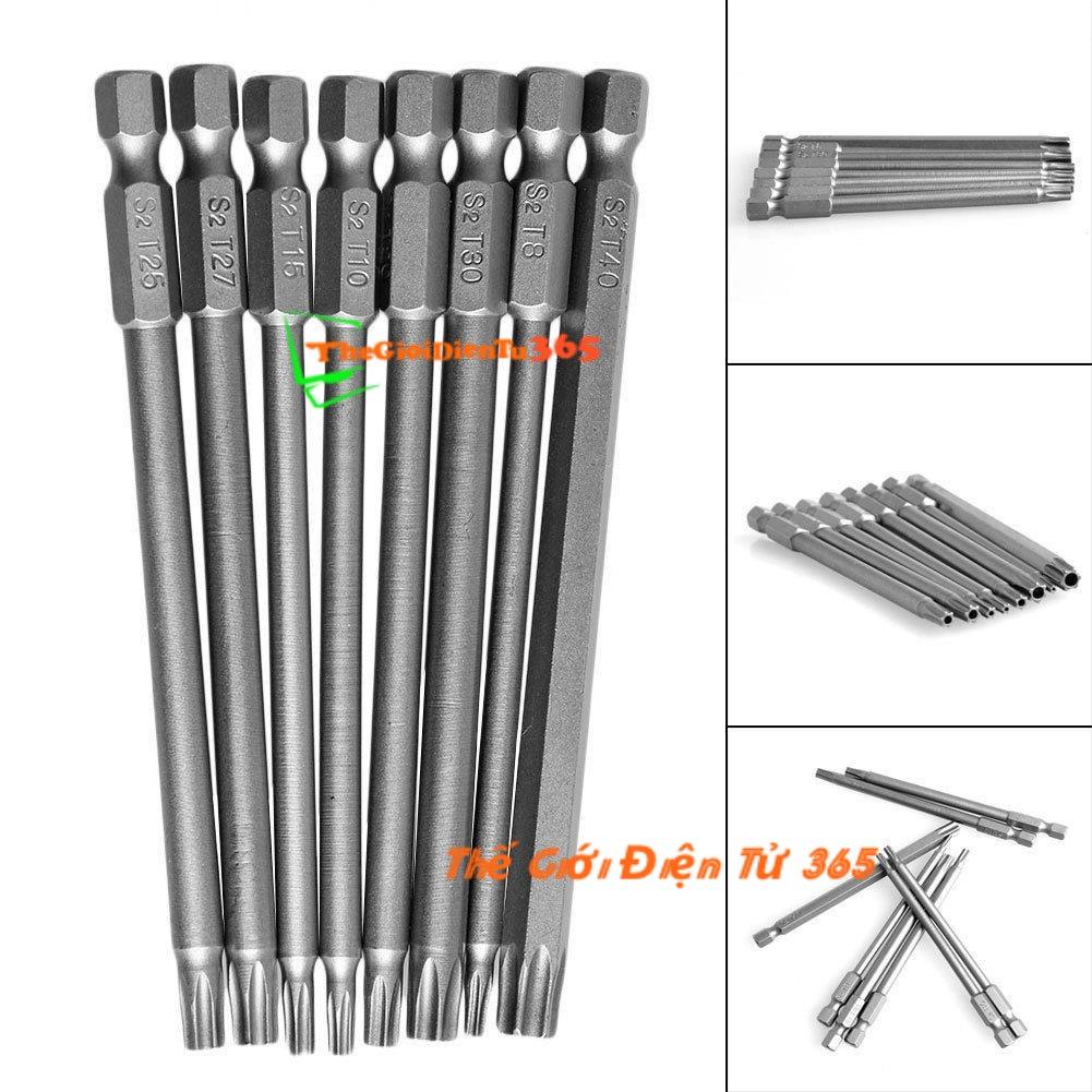 8 mũi lục giác hoa thị có lỗ cho máy khoan và bắt vít – 100mm