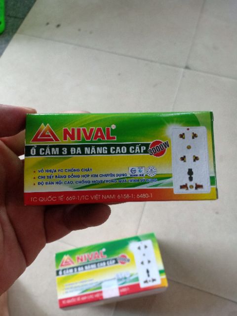 [HCM]Ổ Cắm 3 Đa Năng Cao Cấp 3000W Nival Trắng