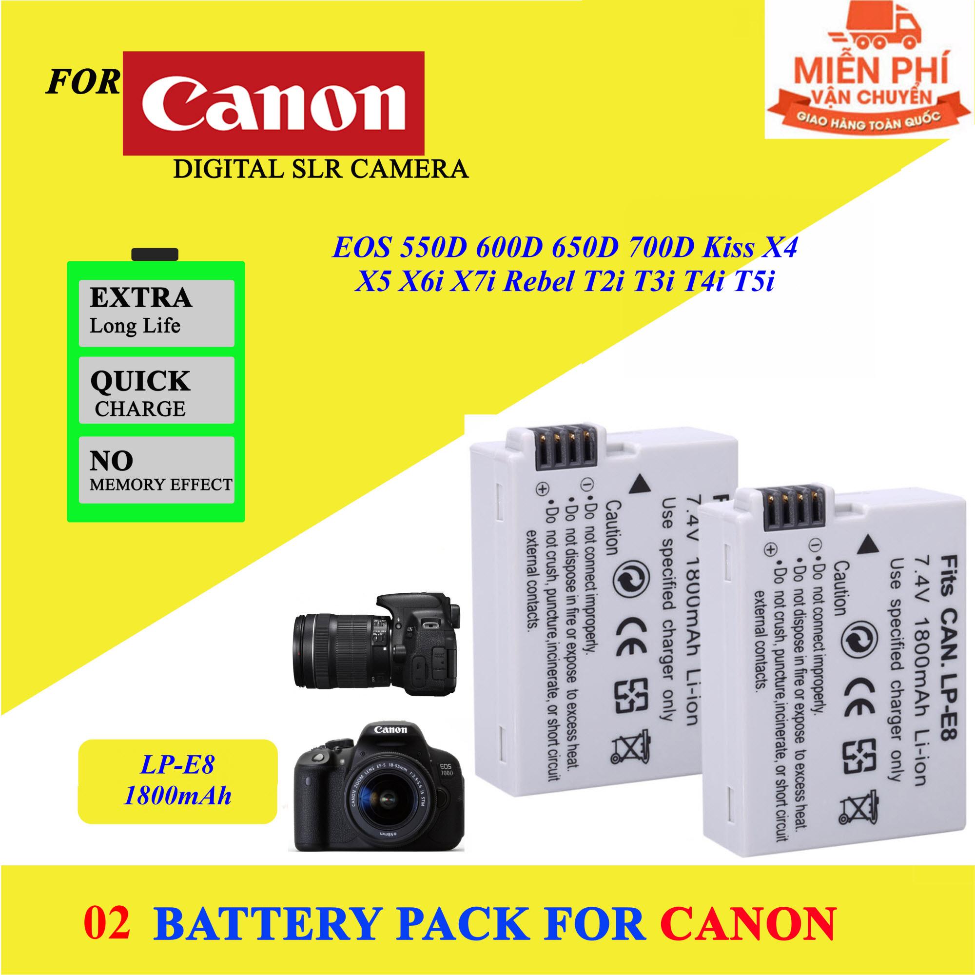 Combo Tiết Kiệm 40% - 02 Pin LP-E8 Dung Lượng 1500-1800mAh Camera Battery Pack LP E8 LPE8 bateria For Canon EOS 550D 600D 650D 700D Kiss X4 X5 X6i X7i Rebel T2i T3i T4i T5i - Pin máy ảnh Canon LP-E8 for Canon 550D 600D 650D 700D