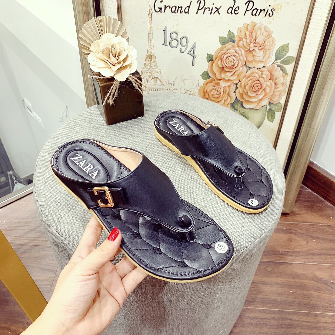 Dép kẹp da bò bảng to may xịn sò