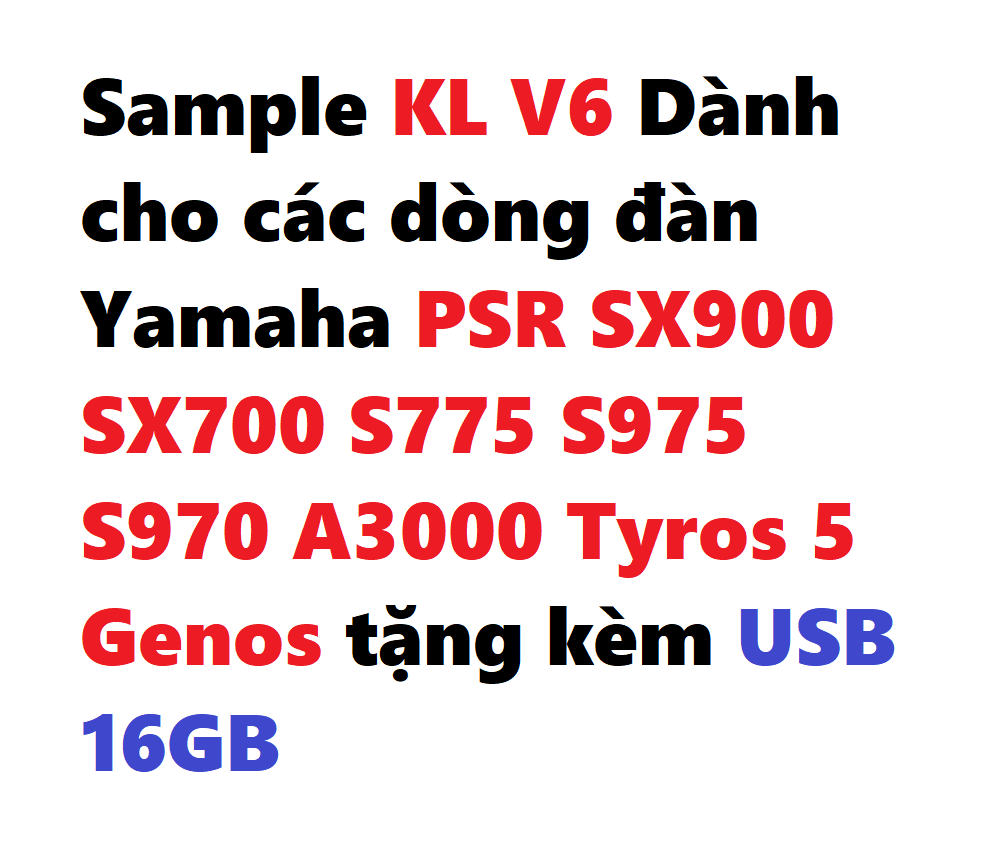 Sample KL V6 Dành cho các dòng đàn Yamaha PSR SX900 SX700 S775 S770 S975