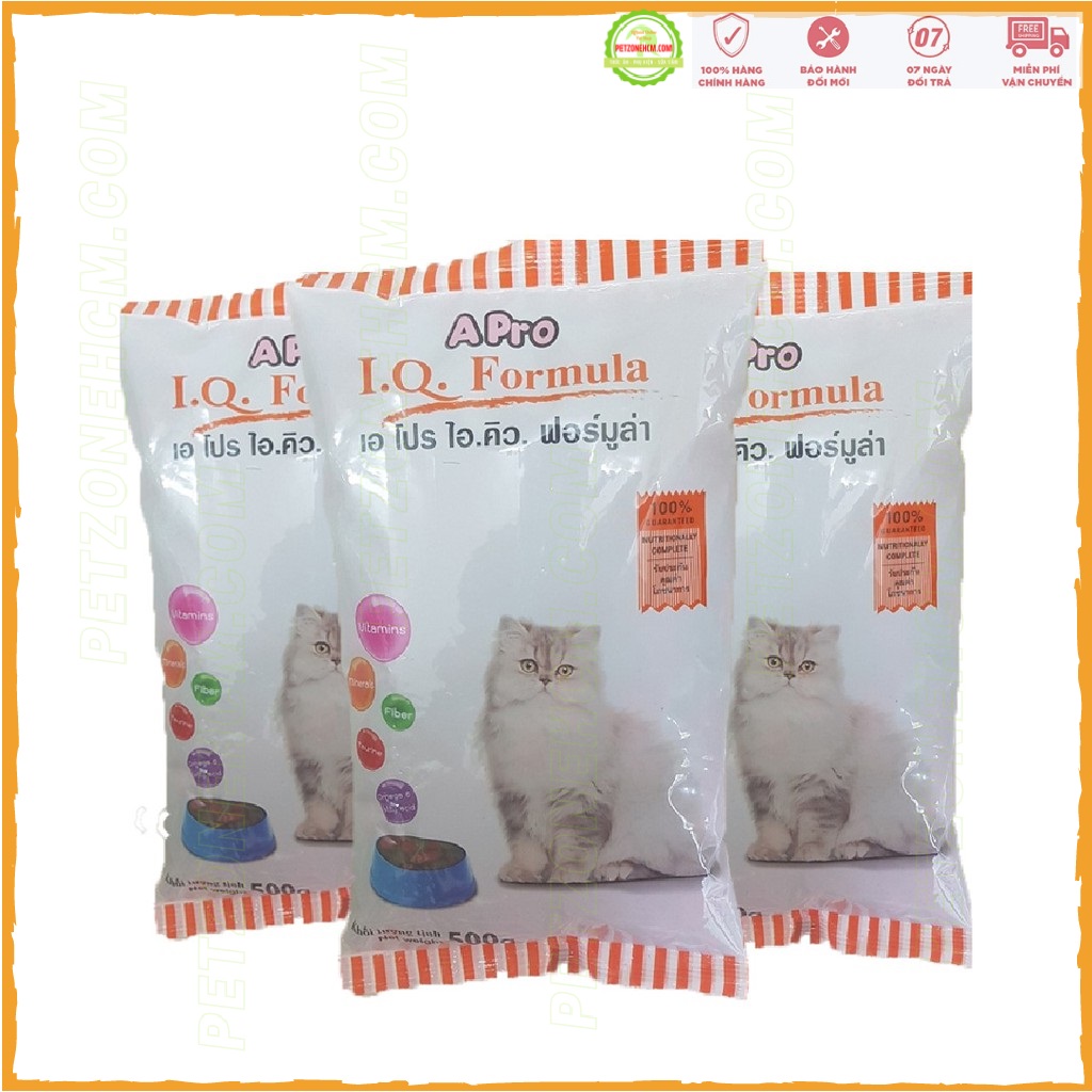 Thức ăn hạt khô cho Mèo APro IQ Formula 500g thức ăn công thức giá rẻ tăng cường IQ, Vitamin, chất dinh dưỡng rau củ cải thiện trí thông minh thú cưng