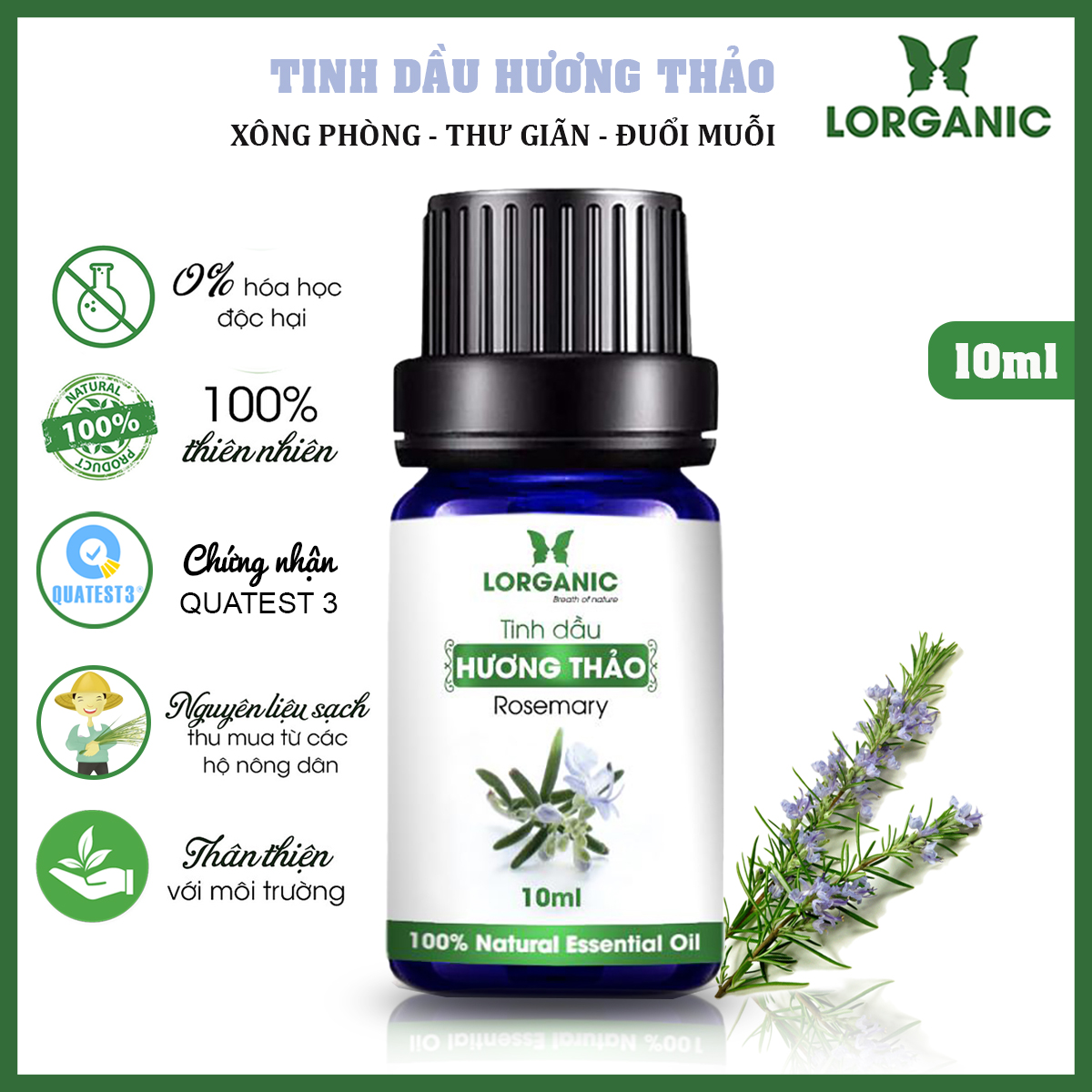 [HCM]Tinh Dầu Hương Thảo Lorganic LGN0008 (10ml, 50ml)