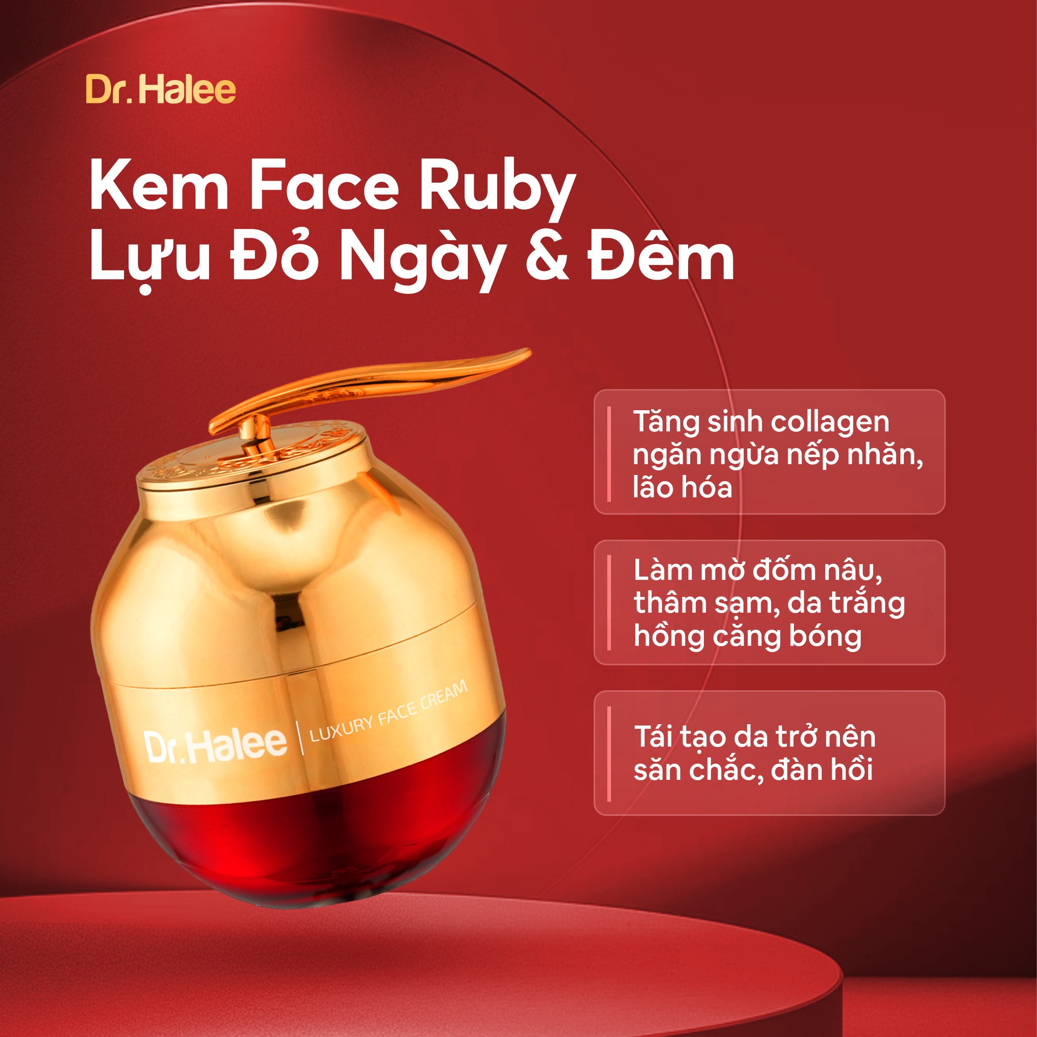 Kem Face Ruby Lựu Đỏ DRHALEE Dưỡng Trắng Da Ngày & Đêm