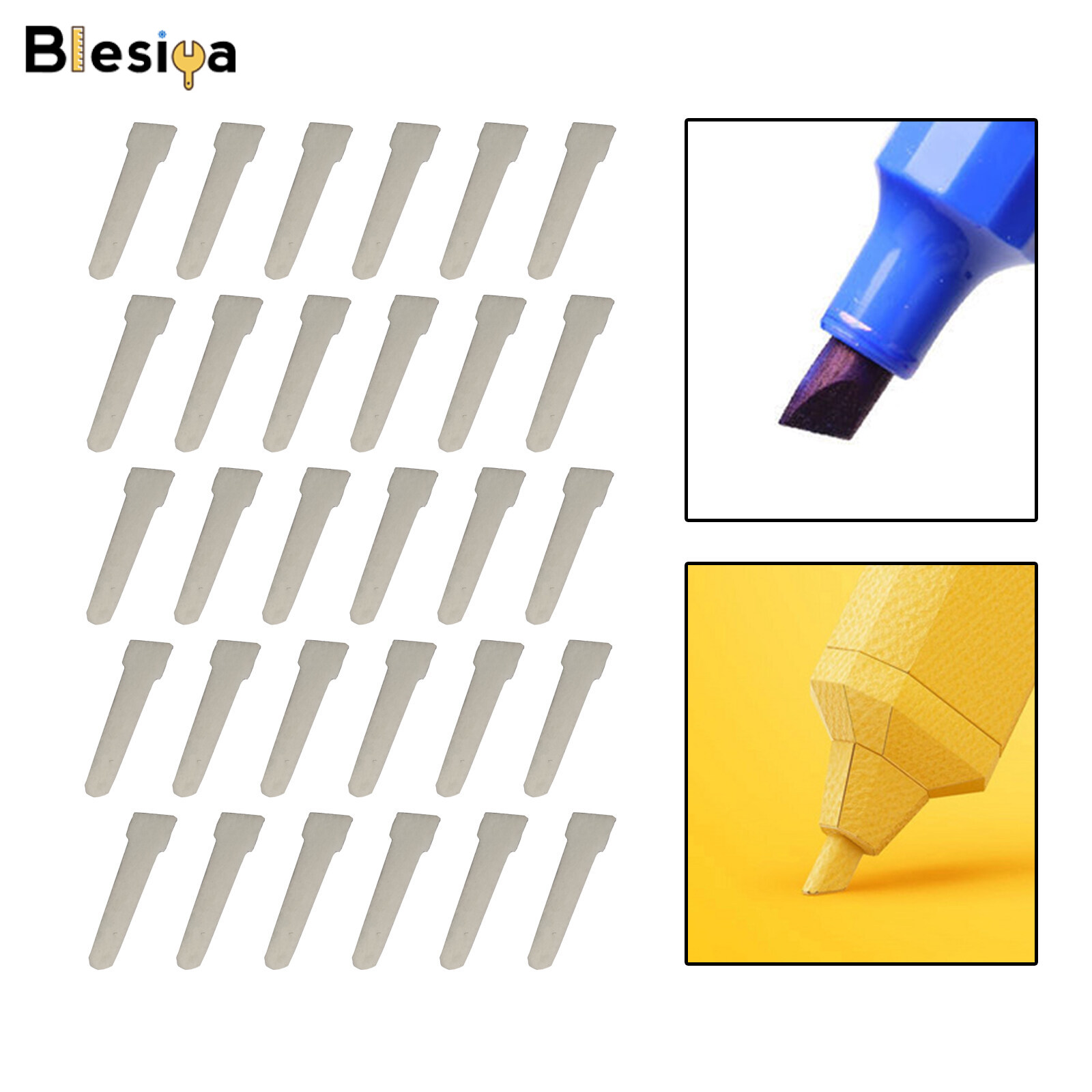 Blesiya 30x Refillable Pen Double Head Fine Replacement Nib Whiteboard Pen Tool DIY