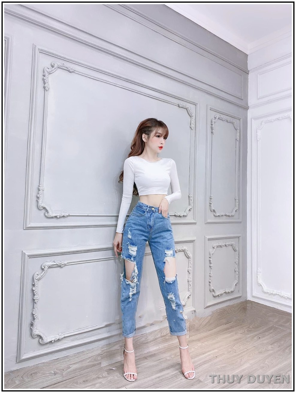 Quần jean nữ BAGGY RÁCH HỞ HAI ĐÙI GỐI hình thật mẫu mới nhất 16/10--s2.10