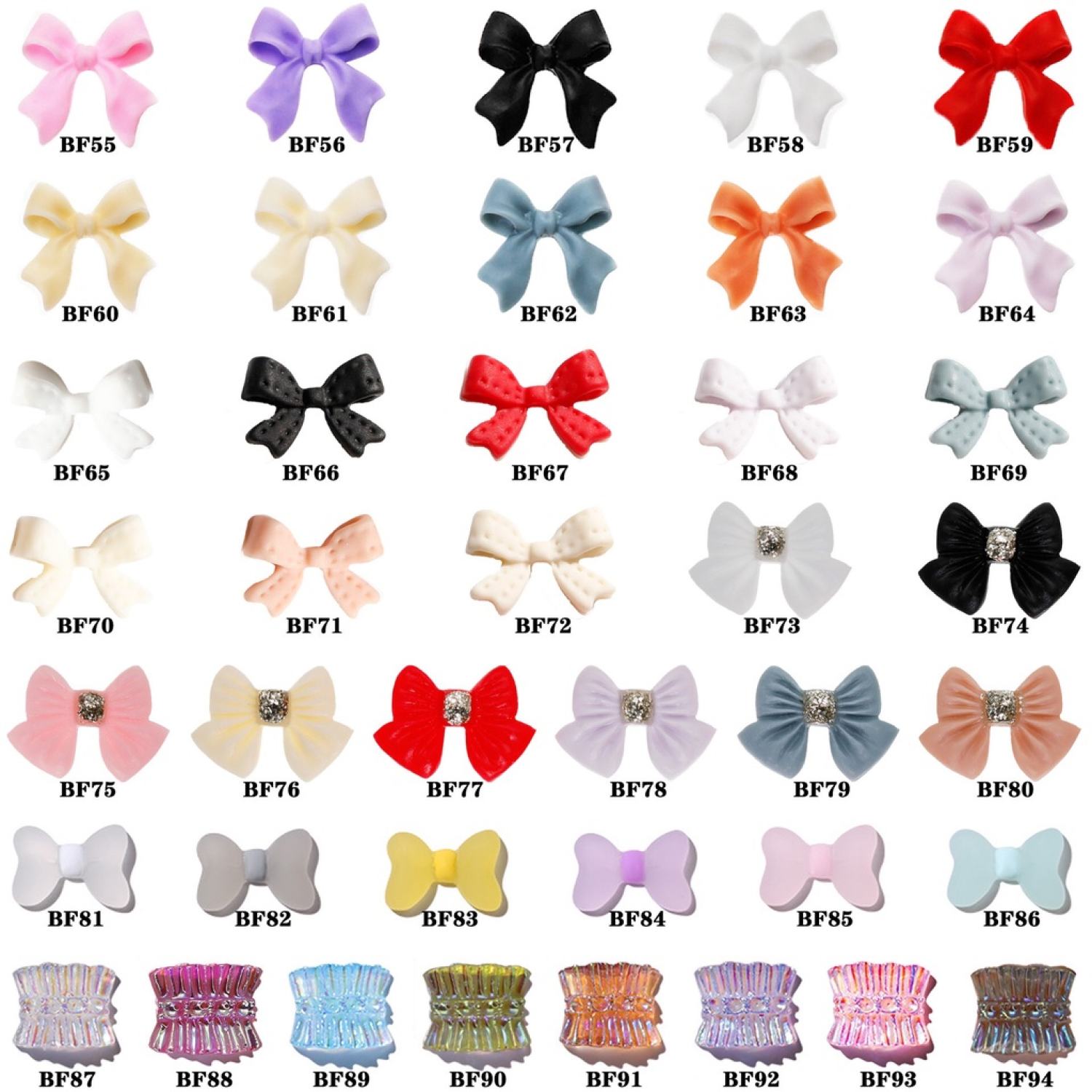 [Lily66]-[500 mẫu Charm 1k] Set 7 Charm Nơ Cánh Bướm trang trí móng tay, nail