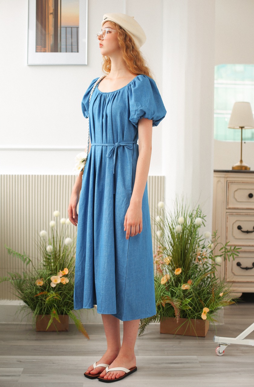 MORI - MRD20 Đầm denim tay phồng
