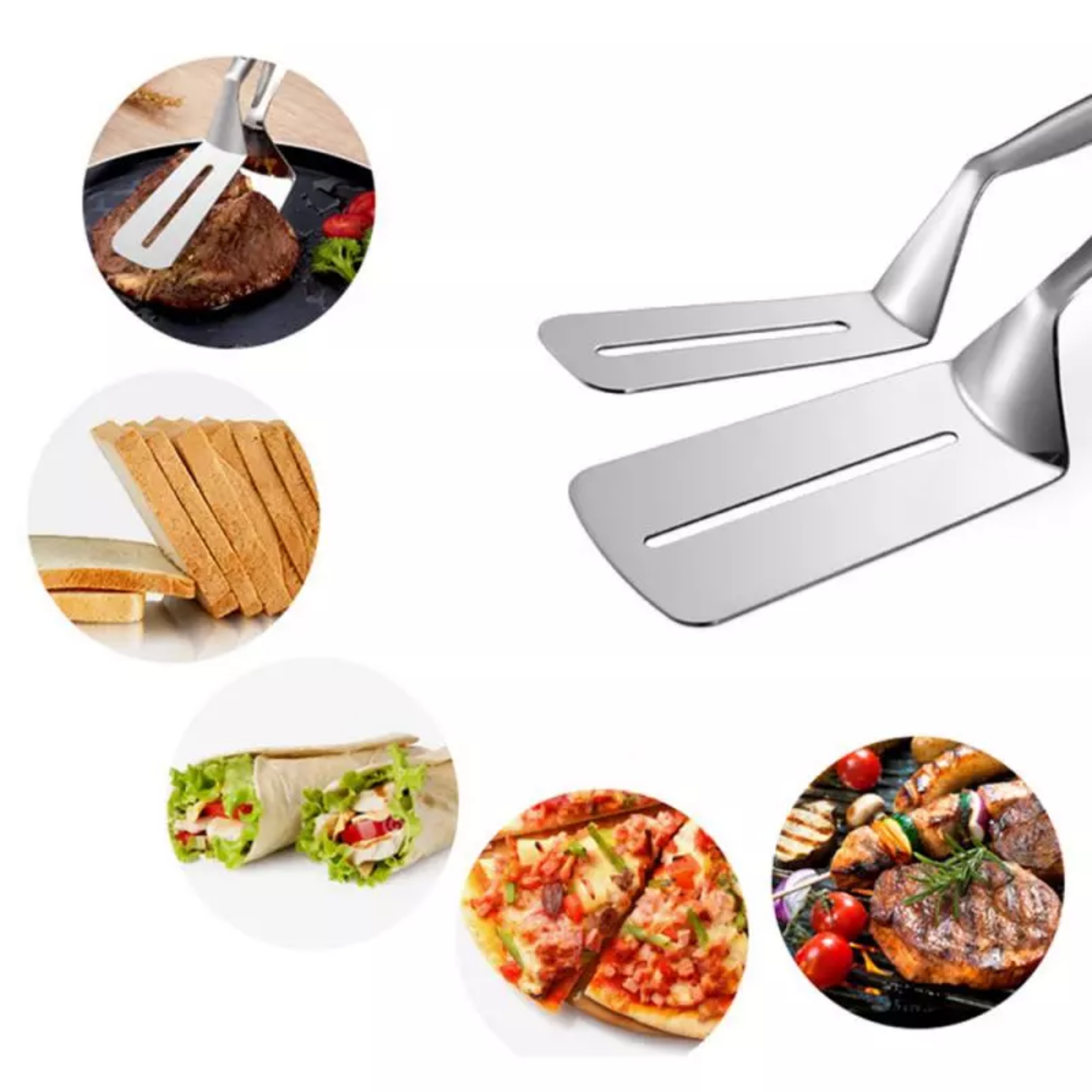 Kẹp gắp thực phẩm bằng inox bản lớn