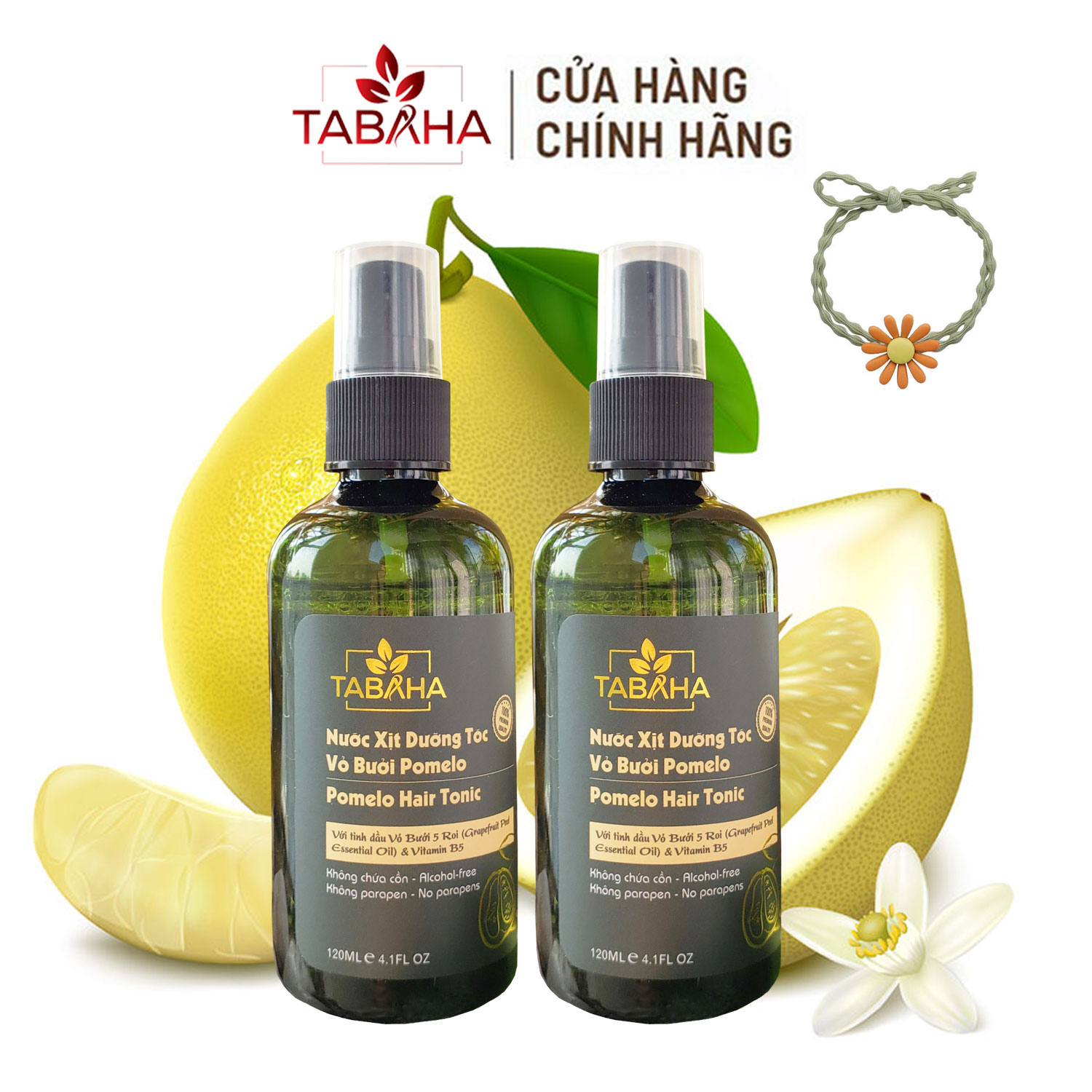 Liệu trình 2 Chai Xịt Tóc Bưởi Pomelo Tabaha 120ml Tặng dây buộc tóc