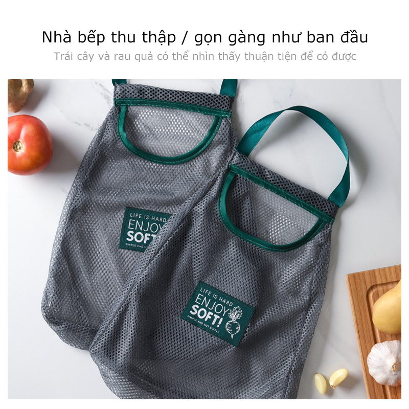 Túi đựng trái cây và rau quả nhà bếp Túi lưu trữ gia đình treo tường
