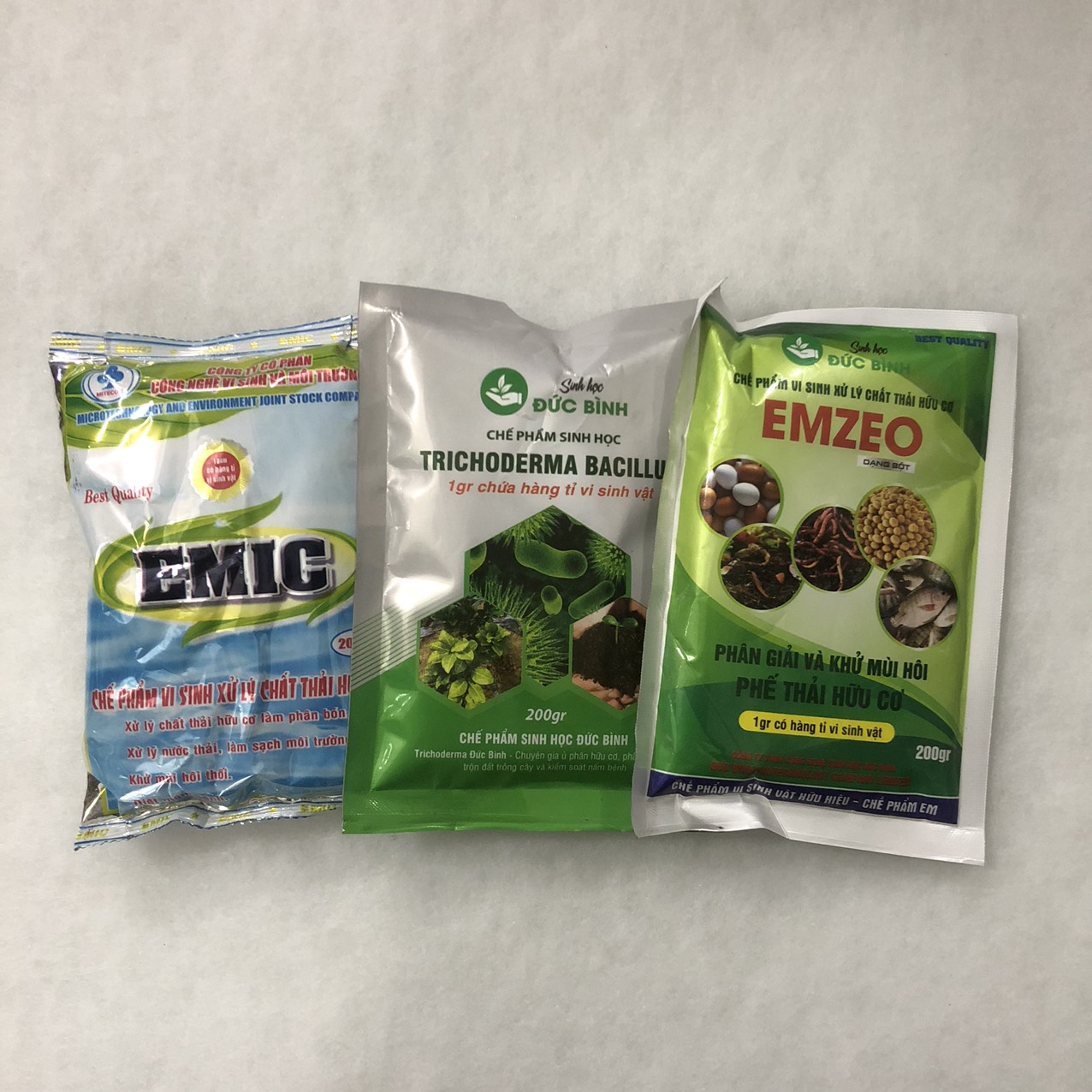 Bộ ba chế phẩm ủ phân hữu cơ: Emic + Emzeo + Trichoderma
