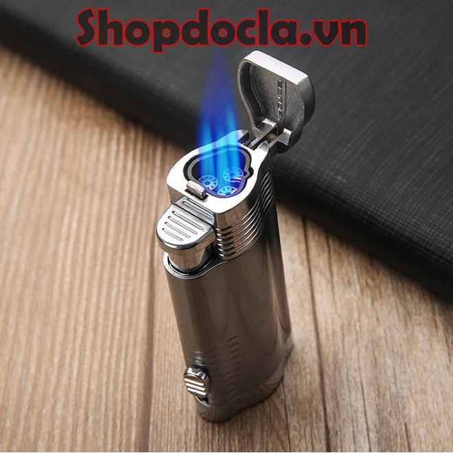 Bật Lửa Khò Honest 3 Tia Kèm Đục Cao Cấp (Có Hộp) , bật lửa honest , bat lua 3 tia , bật lửa châm cigas