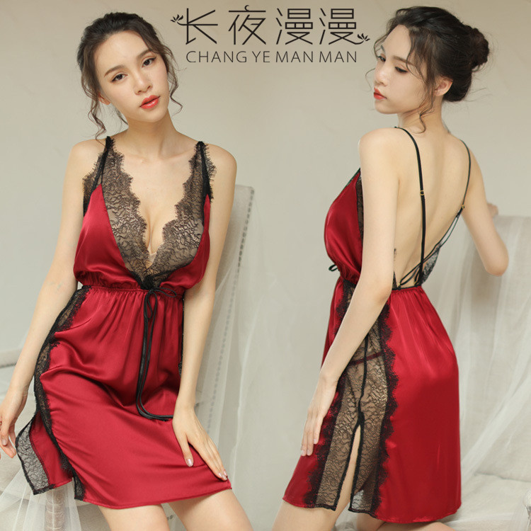 [HCM]Set đồ ngủ váy lụa phối ren cao cấp B036