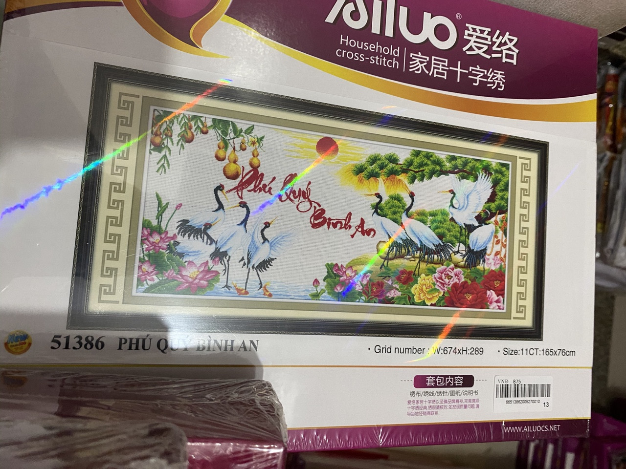 Tranh thêu chữ thập Phú Quý Bình An 51386 (165x76) chưa thêu