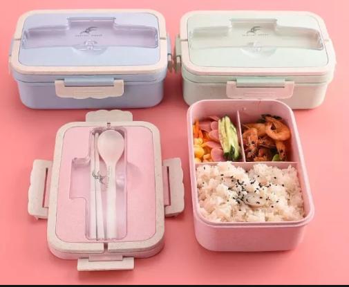 [ TẶNG 3 MÓC DÁN SIÊU DÍNH ] - HỘP ĐỰNG CƠM 3 NGĂN LÚA MẠCH CAO CẤP TẶNG KÈM MUỖNG ĐŨA , CÓ GIÁ ĐỠ ĐIỆN THOẠI ĐỘC ĐÁO