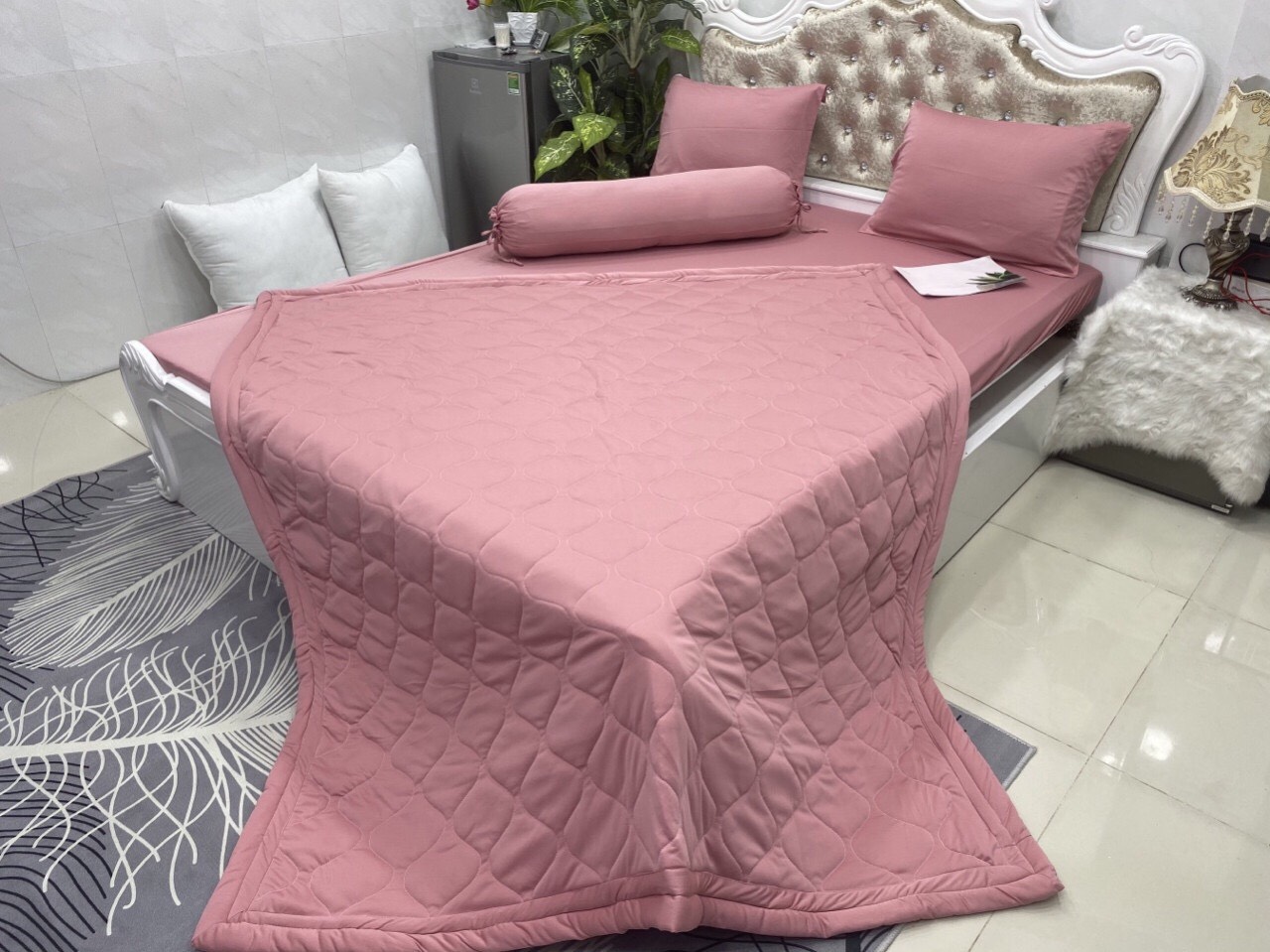 [HCM]Drap Lẻ Thun Lạnh Hàn Quốc Lan Phạm Bedding - Màu Hồng Ruốc