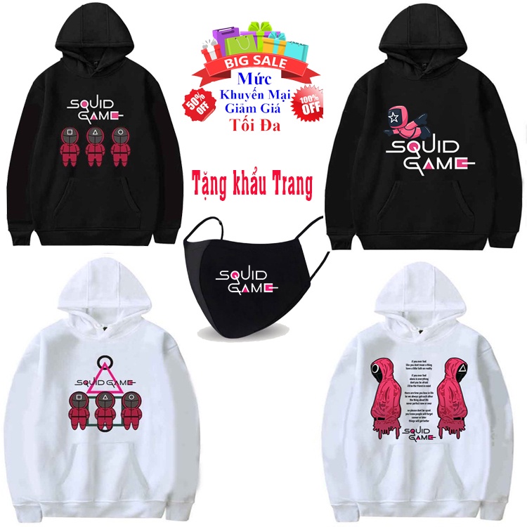 HOT SQUID  BST 20 MẪU Áo Squid Game Trò Chơi Con Mực - Áo Hoodie Squid Game Form Nam Nữ