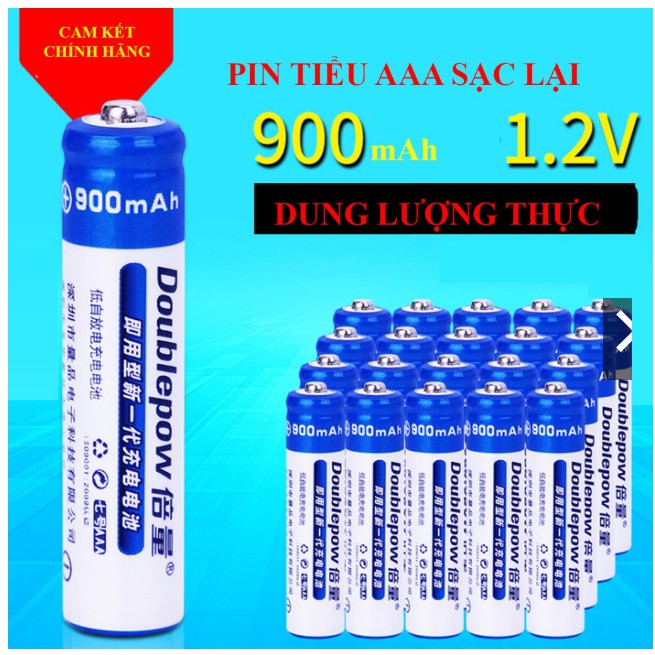 Bộ 4 viên pin đũa sạc AAA 900mAh Doublepow (Hàng chính hãng)