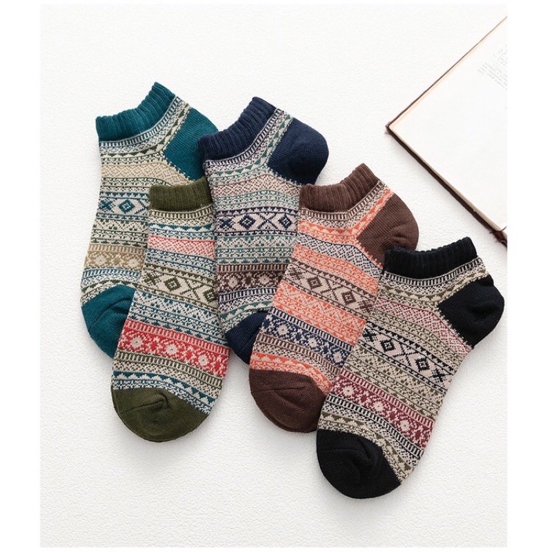 Tất Thổ Cẩm Vintage Cổ Ngắn Đủ Màu