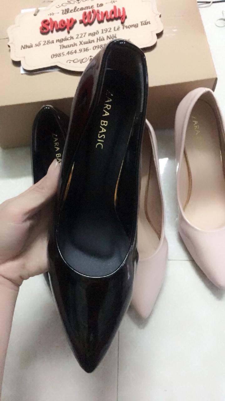 Giày gót trụ 7p da bóng siêu xinh