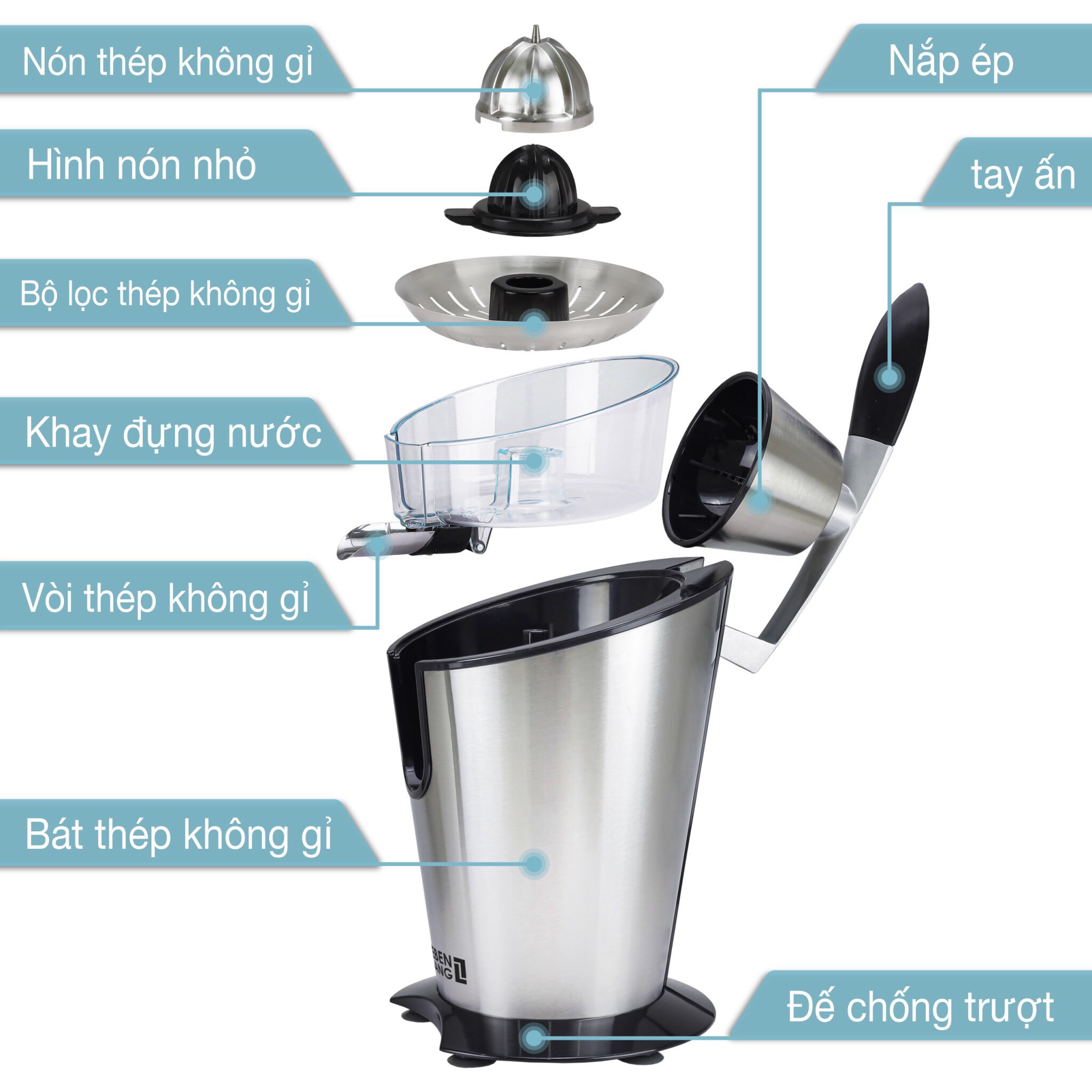 Máy vắt cam LEBEN LANG 400mL 600W- LBC388