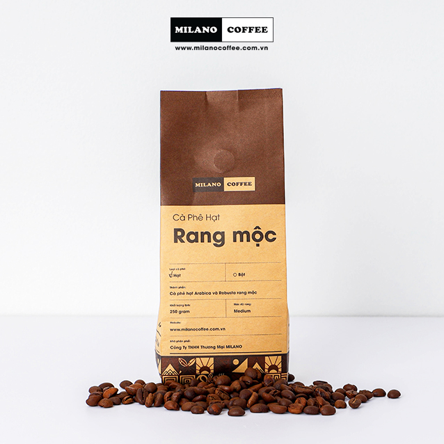 Cà phê hạt RANG MỘC NGUYÊN CHẤT 100% MILANO COFFEE 250gr