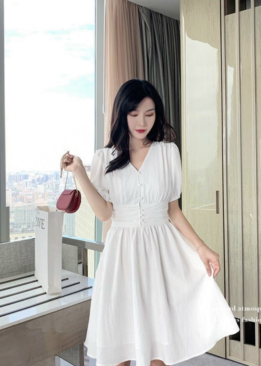 [HCM]Sleeveless V-neck Dress 2 Colors - DX0063