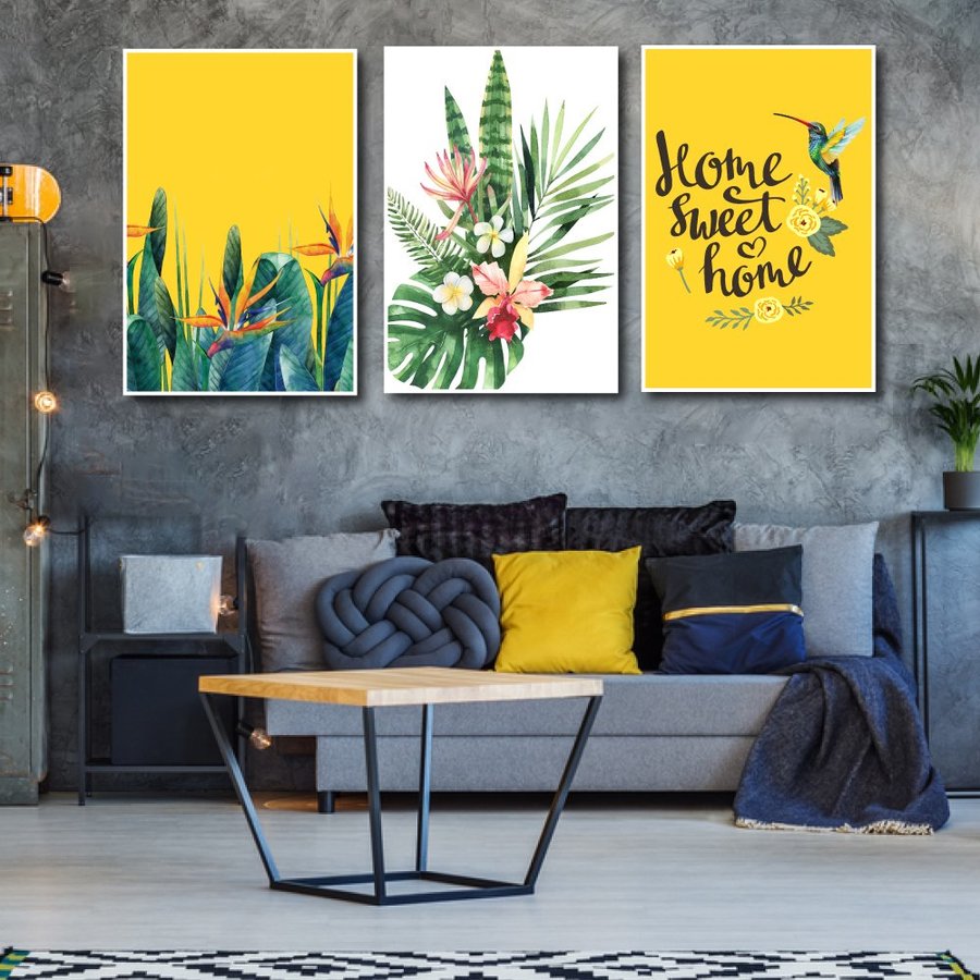 (Tặng đinh treo) Bộ 3 bức tranh canvas phong cảnh tranh canvas treo tường có khung gỗ cỡ lớn Tranh vải canvas treo tường vùng biển trang trí decor phòng khách sẵn móc treo kèm khung