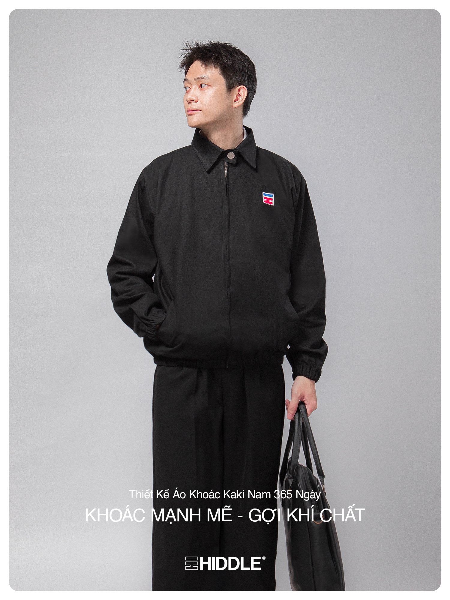 Áo Khoác Kaki Khóa Kéo Basic HIDDLE, Jacket Nam | H02-AK3