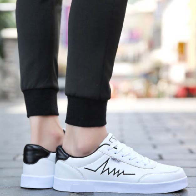 GIÀY NAM SNEAKER FULL TRẮNG THÊU NHỊP TIM, ĐẾ CHỐNG TRƠN TRƯỢT, THOÁNG KHÍ THÍCH HỢP ĐI HỌC, ĐI CHƠI, EXPORT SHOES