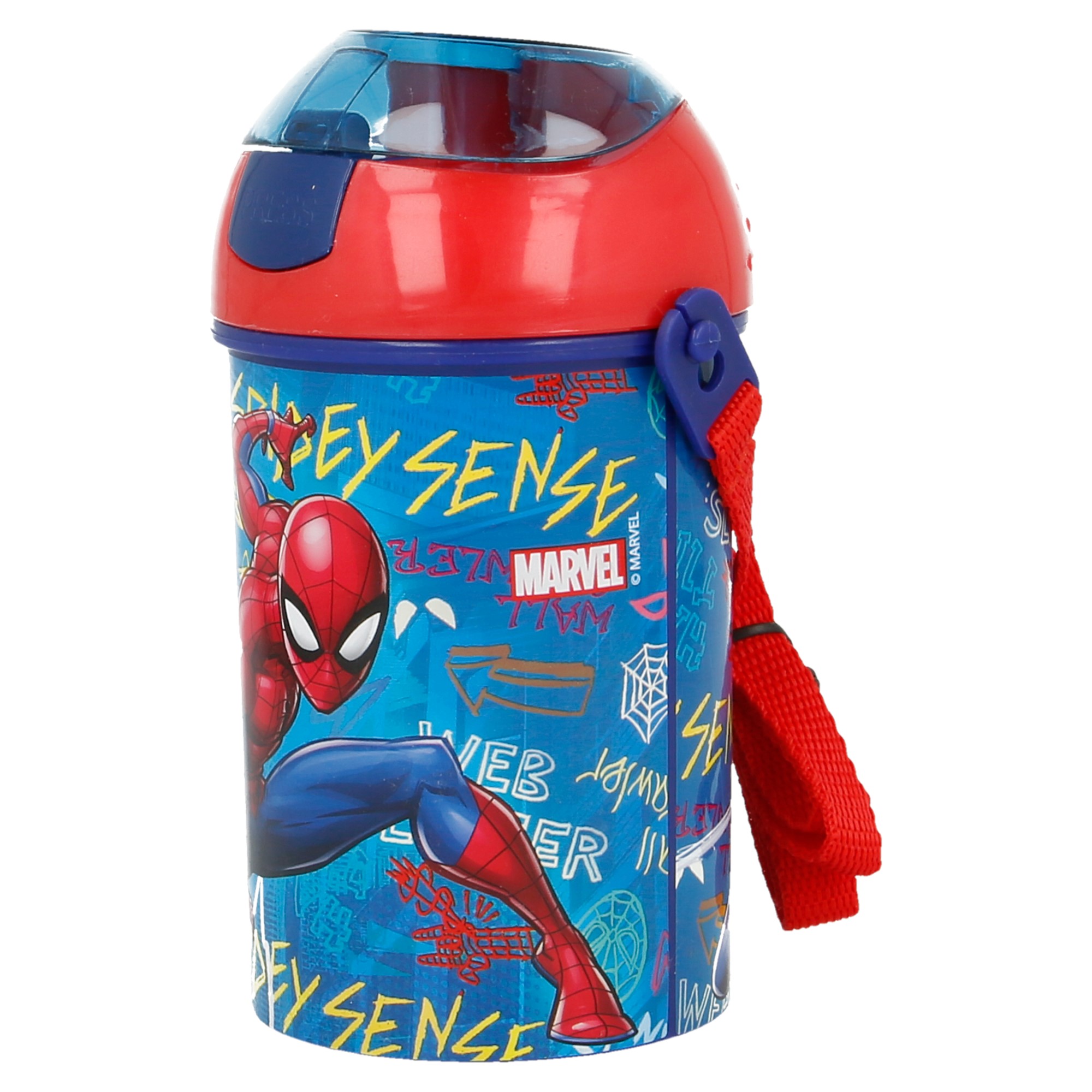 Bình nước học sinh dây đeo bebé - Spiderman Graffiti 450ML