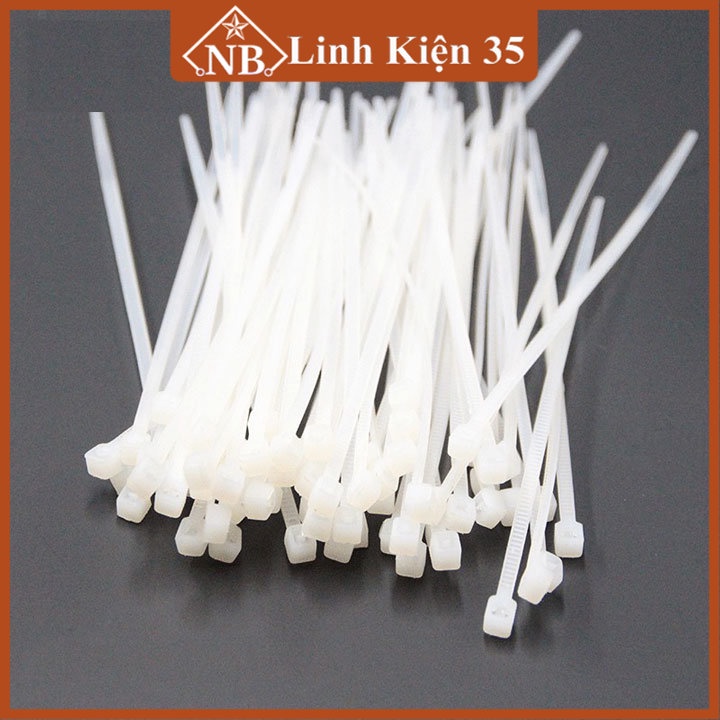 Bộ 10 dây thít (dây rút) màu trắng từ nhựa dẻo