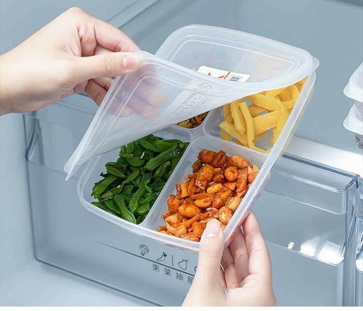 Hộp Khay chia 4 ngăn đựng trữ thực phẩm , đồ dùng ăn dặm 710ml Nakaya - Nhật - KBN