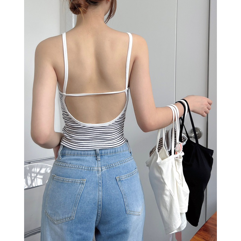 Áo thun hai dây kẻ ngang
