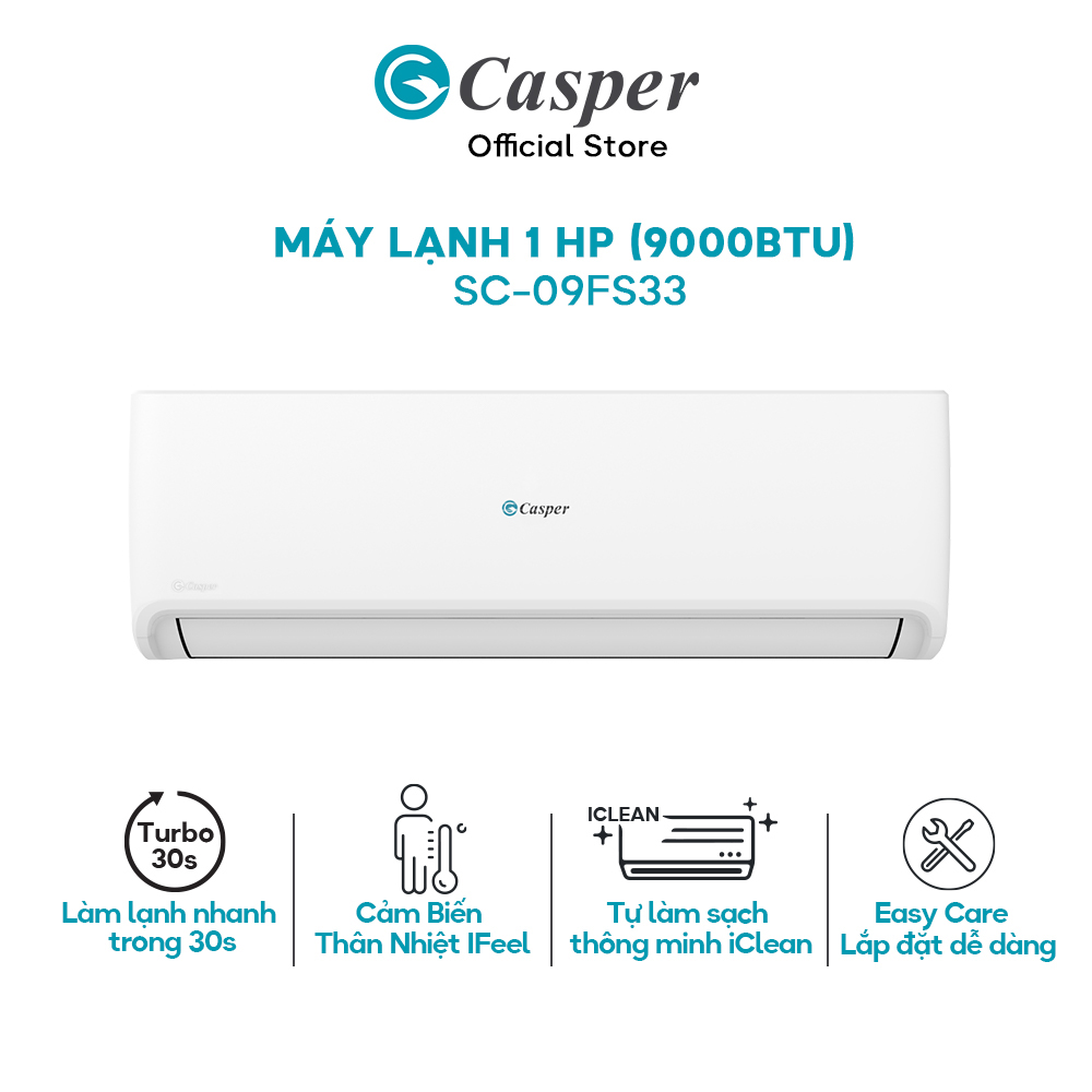 Máy lạnh Casper 1 HP SC-09FS33 [TRẢ GÓP 0%] [GIAO TP. HCM VÀ HÀ NỘI]