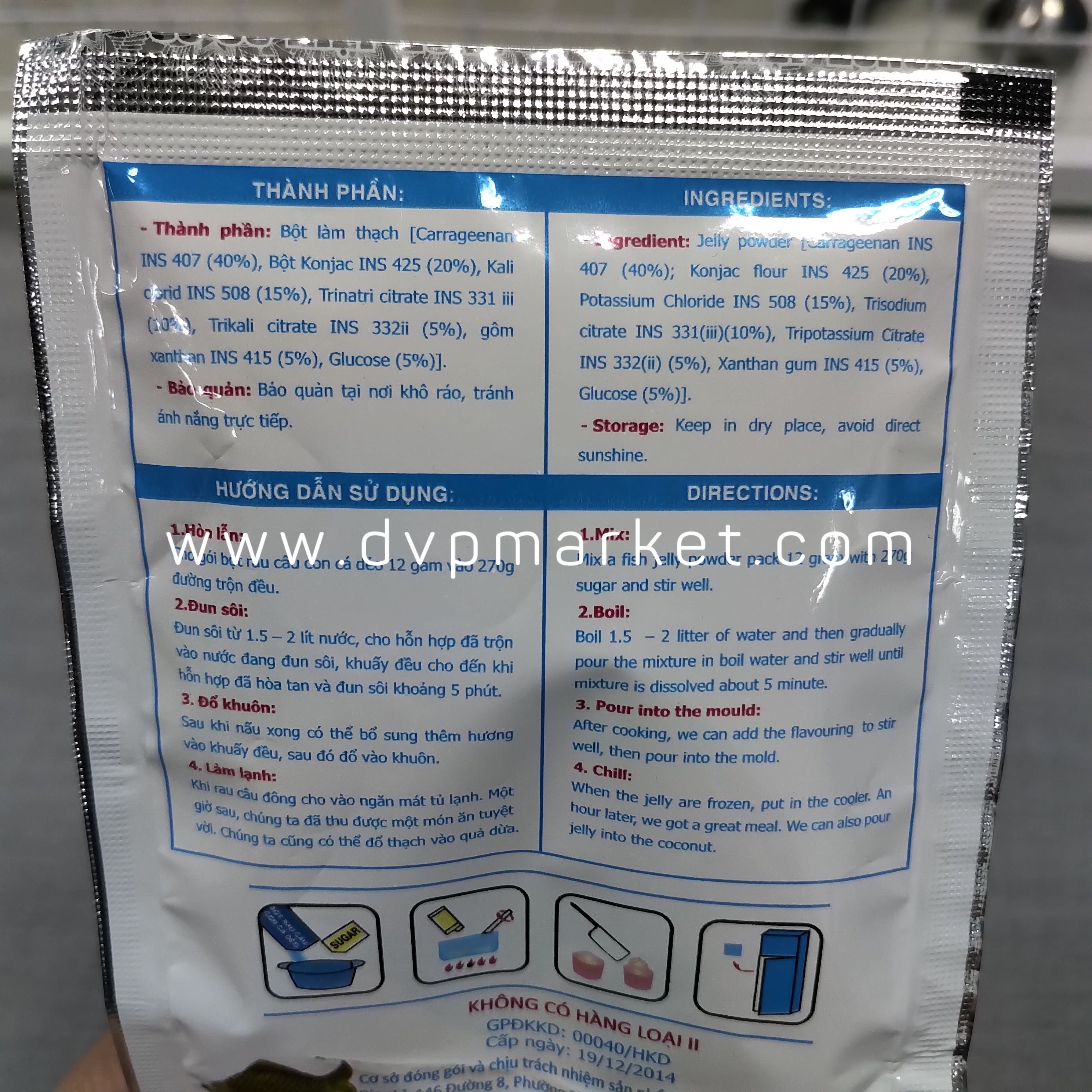 Bột rau câu con cá dẻo Hiệp Long 10G