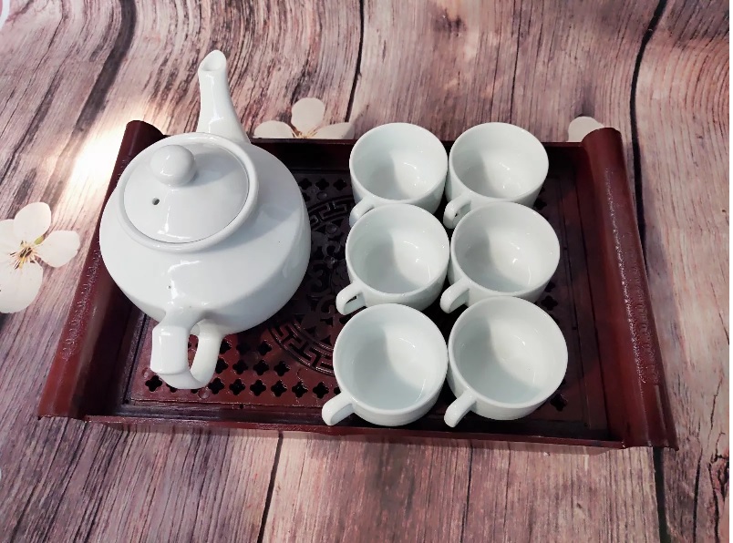 [Có giao hỏa tốc] Bộ 6 chén (ly) dáng vuông có tai 50ml sứ Bát Tràng [giá nhà lò]