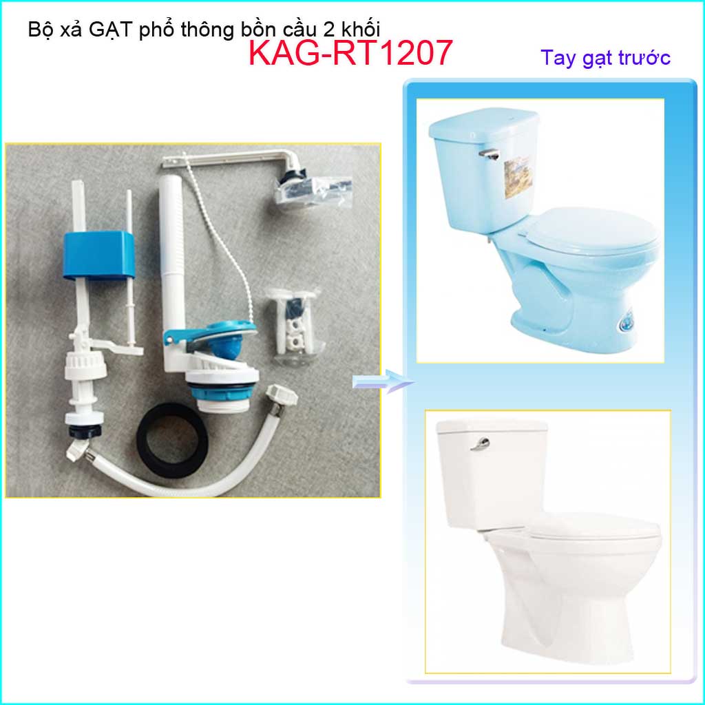 [HCM]Bộ xả bàn cầu gạt  cấp piston trọn bộ bộ xả nước bồn cầu gạt xả cầu gạt  Dococer KAG-RT1207 cầu phổ thông nhựa 100%