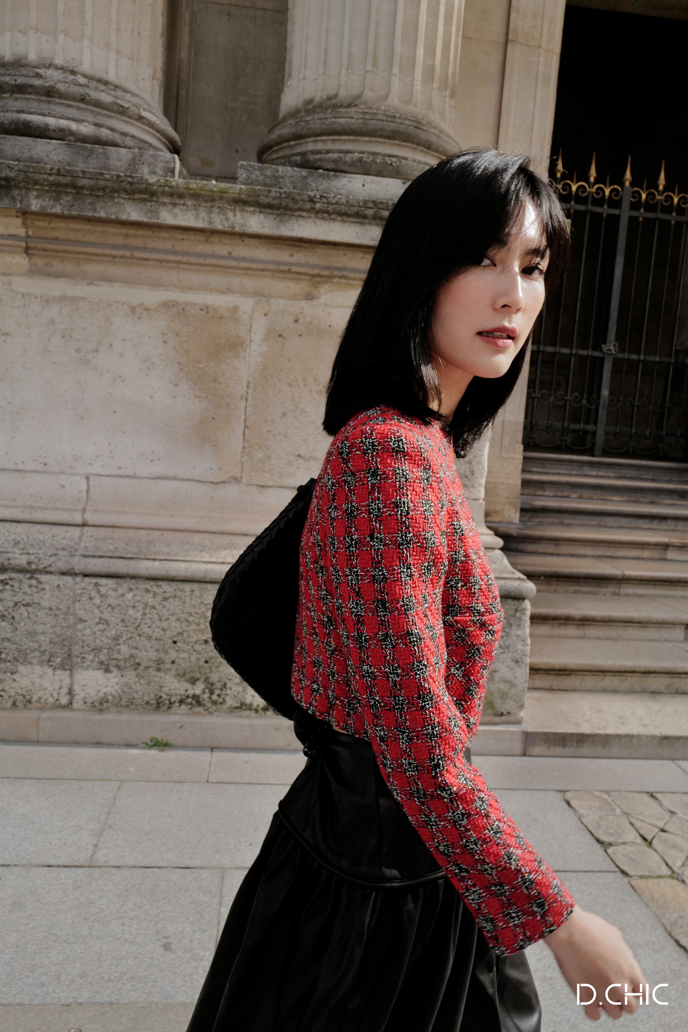 D.CHIC Chân váy da cạp rời xếp ly MS: 382748