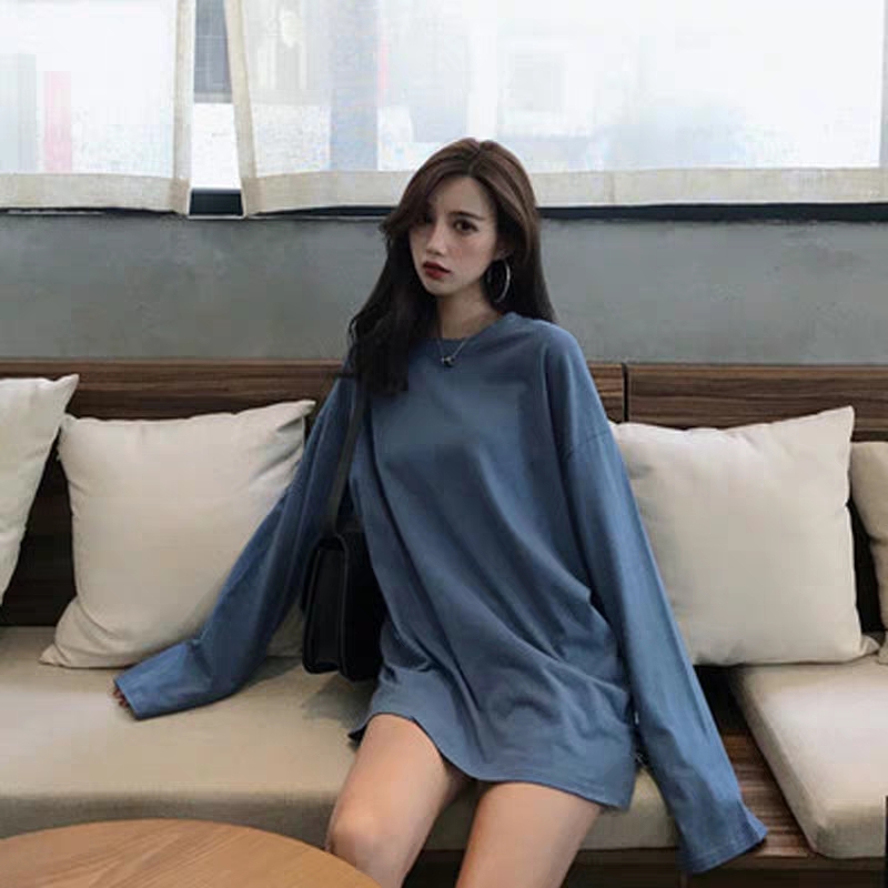 Áo Thun Nữ Form Rộng Tay Dài Trơn Cá Tính MS99