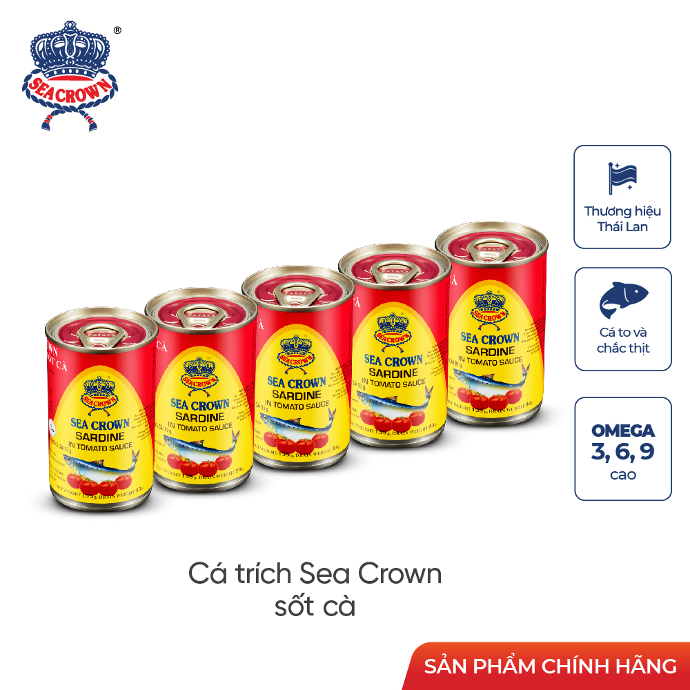 SS5 - 5 Lon Cá hộp Sea Crown Cá Trích Sốt Cà 155 g