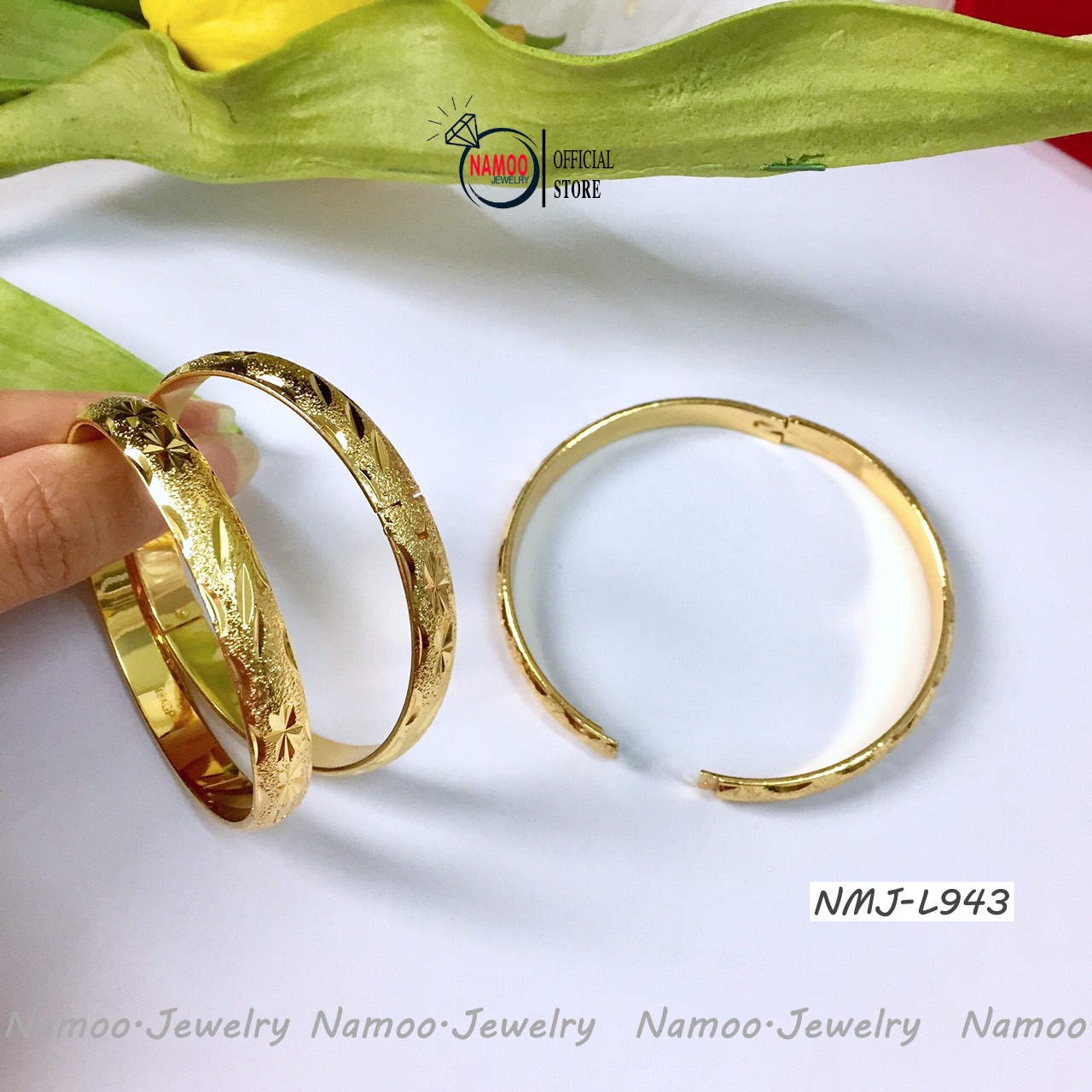 Kiềng Tay Nữ L943 Mạ Vạng Bản 8 ly (1 chiếc)