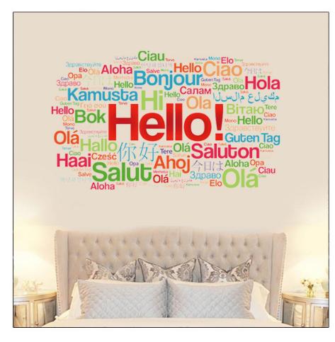 Decal trang trí chữ tiếng anh HELLO