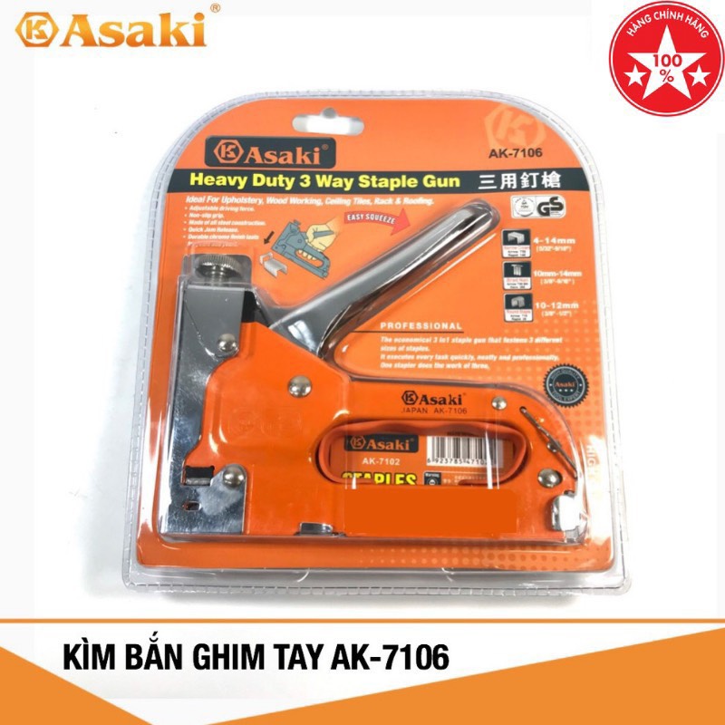 Kìm bấm ghim Asaki AK-7106,kềm bấm ghim đa năng Asaki AK-7106,ghim bấm Asaki,súng bắn ghim Asaki có tăng lực,kìm bắn ghim Asaki AK-7106