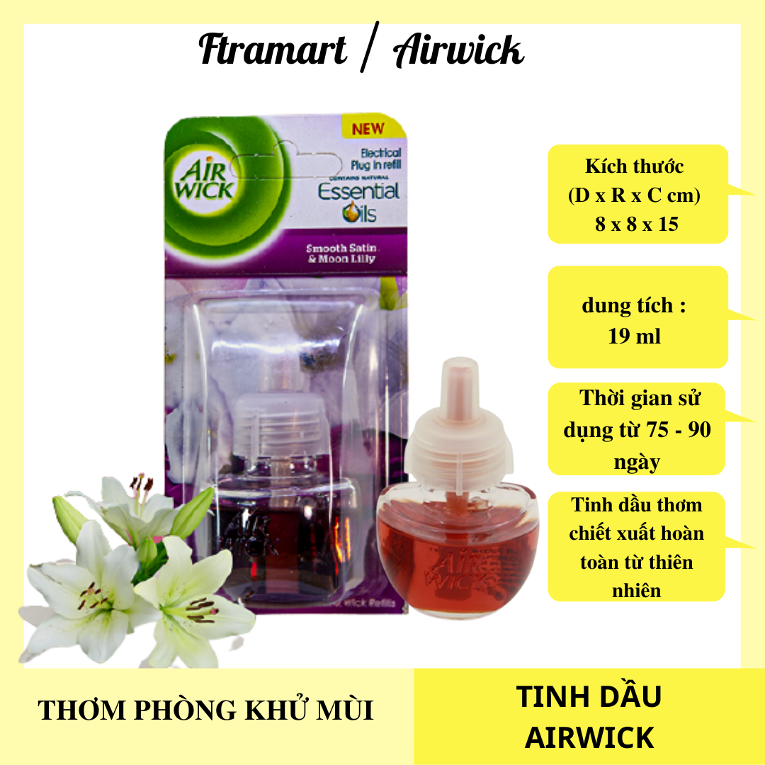 Chai tinh dầu cắm điện Airwick Refill AWK0617 Smooth Satin & Moon Lilly