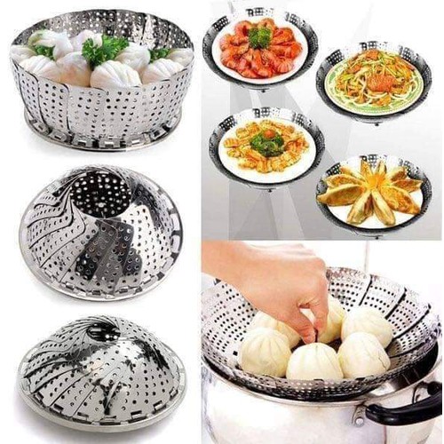 Vỉ hấp tròn inox gấp gọn