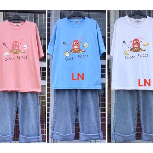 Áo phông thụng bạch tuộc LN12, áo kiểu nữ, áo thun nam nữ, quần khaki, quần nữ, sét bộ mặc ở nhà, áo thun tay dài, quần jean ống rộng- TIMON