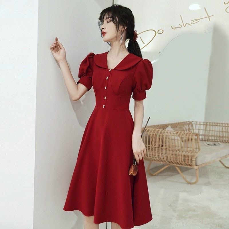 ĐẦM ĐỎ NÚT TRẮNG (có ảnh thật) MS112
