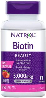 Viên Uống Mọc Tóc Natrol Biotin 5000 Mcg Fast Dissolve Của Mỹ 250 Viên thumbnail